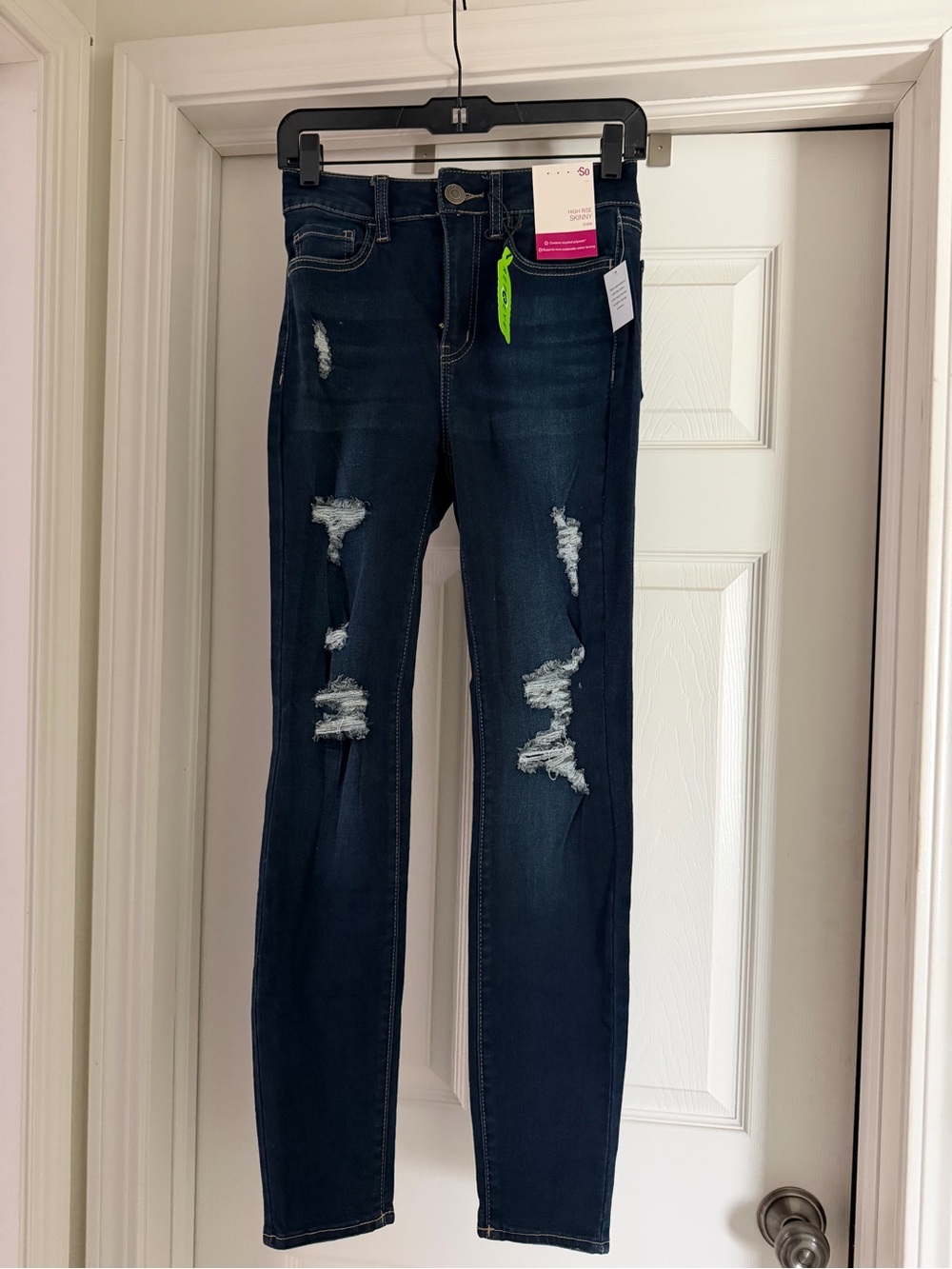 Dark Wash Distressed Juniors Jeans